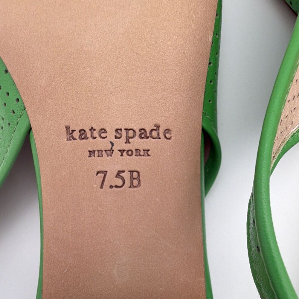 Kate Spade New York Women's Green Leather Slingback Bow Flats Pointed Toe 7.5B - Picture 7 of 10